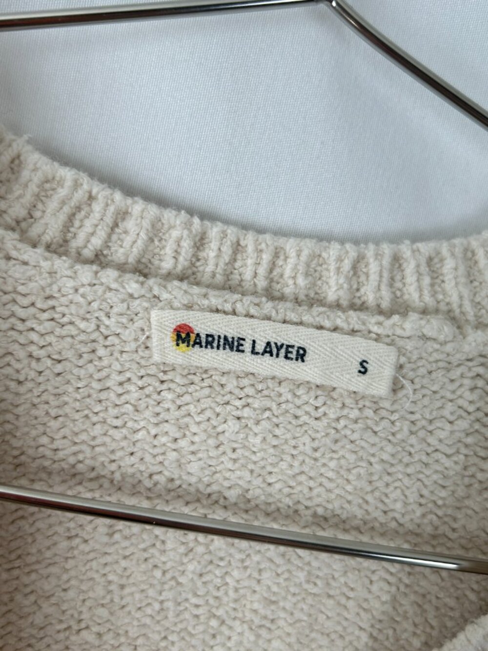 Marine Layer Crop Boxy Cardigan Cotton Blend Cream S - Picture 4 of 5